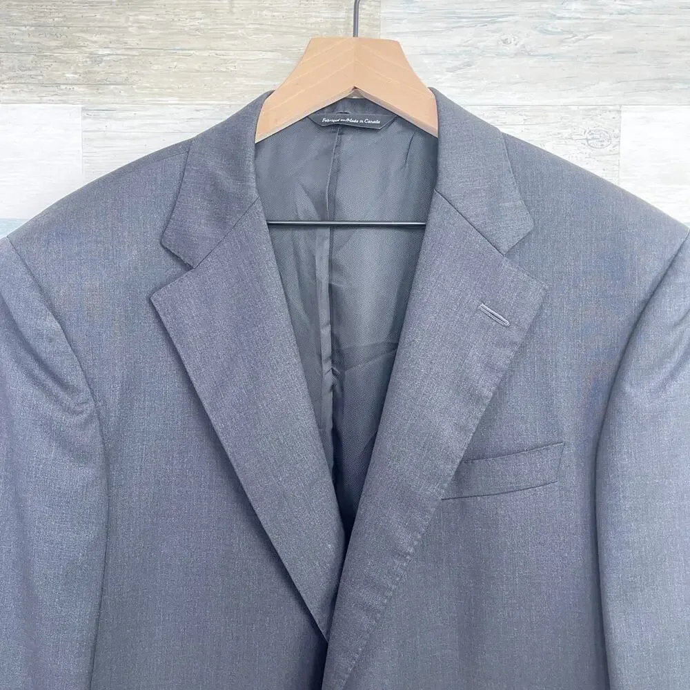 Samuelsohn Wool Greenwich Suit Charcoal Gray Mens 43 Jacket 33x30 Pleated Pants